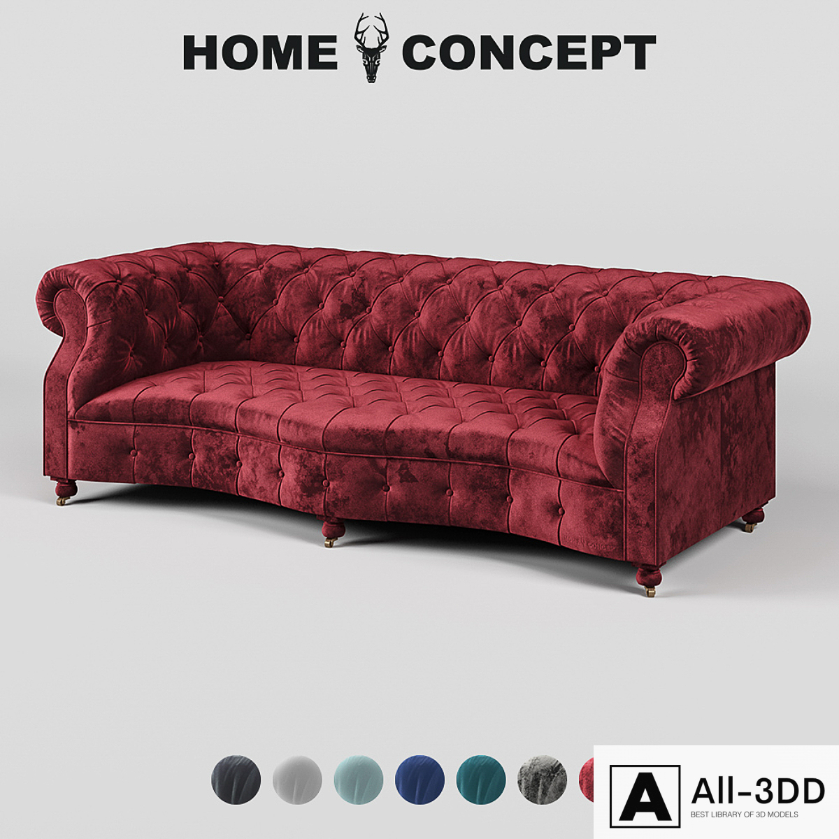 OM Triple sofa Serpentine Bensington, corduroy; Serpentine Siren 3 Seater, Velvet. modern interior 3D model OM Triple sofa Serpentine Bensington, corduroy; Serpentine Siren 3 Seater, Velvet.