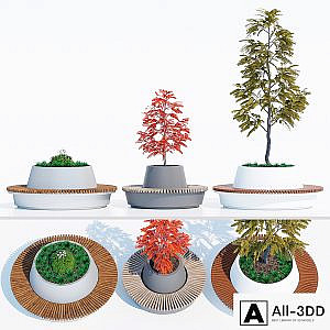Green circular benches