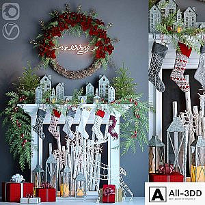 Artificial fireplace with Christmas decor 3