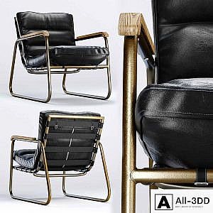 Fred Mid Century Loft Black Leather Armchair