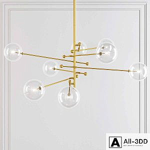 Restoration Hardware Glass Globe Mobile 8-ARM CHANDELIER 79
