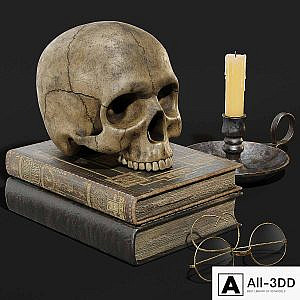 Skull and Books