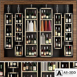 Rack with collection wine and vases