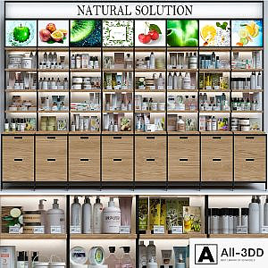 Showcase in a pharmacy with cosmetics. Beauty salon 4