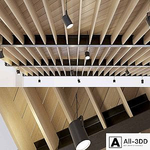 Wooden ceiling on metal beams. 24