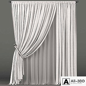 White curtains with rope grip and white tulle.