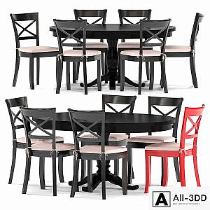 Vintner Black Wood Dining Chair and Cushion