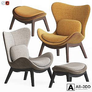 Calligaris lazy Armchair & Pouf Set