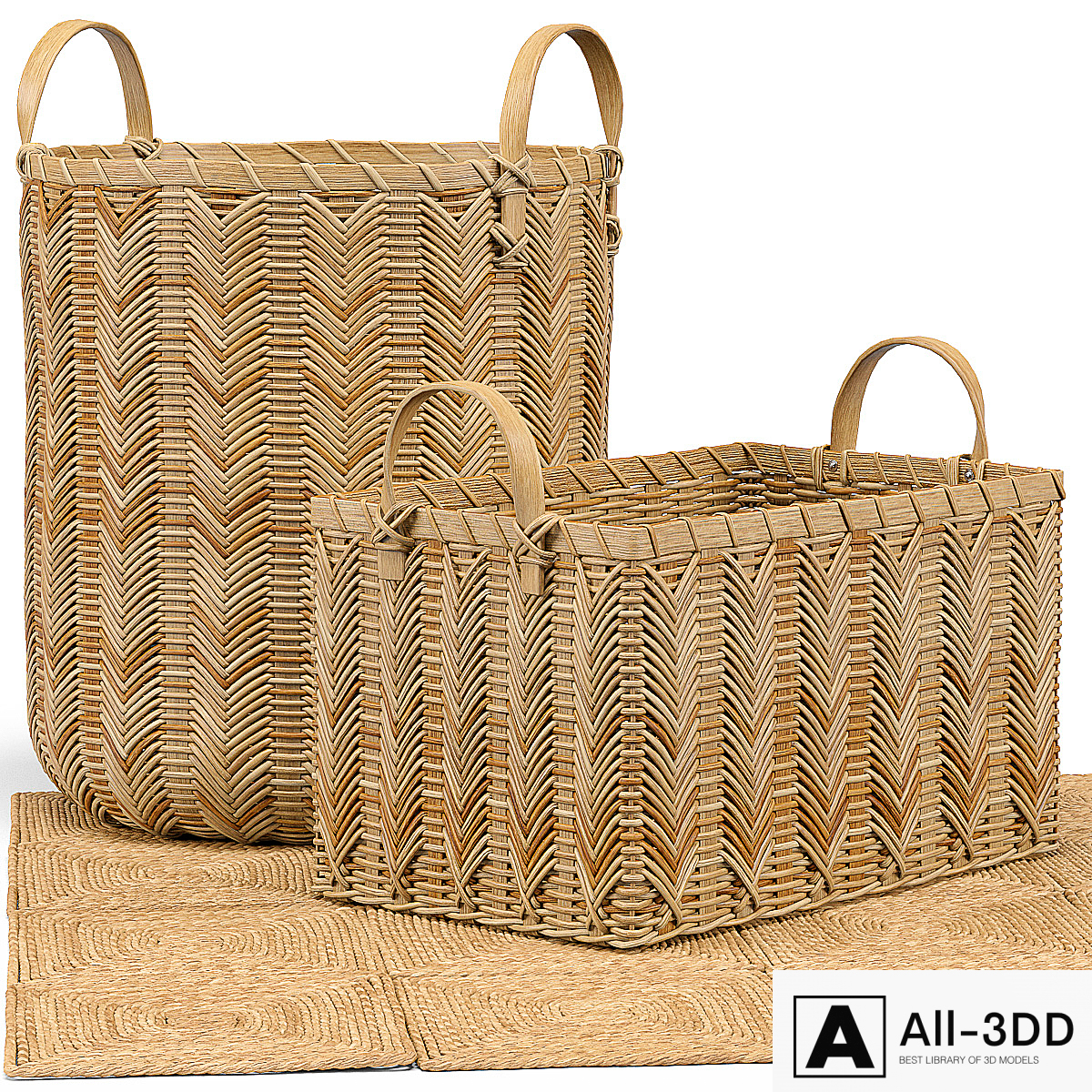 Petaluma Basket, Seagrass Squares Rug modern interior 3D model Petaluma Basket, Seagrass Squares Rug