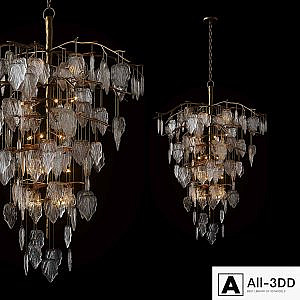 Sugar Leaf: Glass Leaf Twenty-Six-Light Chandelier
