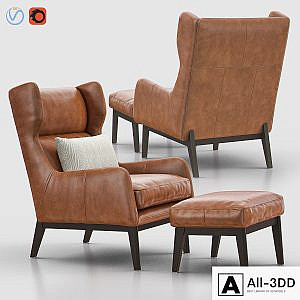 RYDER Leather Chair with Ottoman