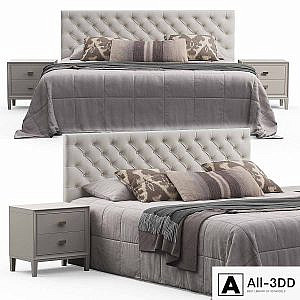 Brunet Contemporary Button Tufted Fabric Queen Headboard Bed