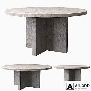 RECLAIMED RUSSIAN OAK PLANK ROUND DINING TABLE Gray