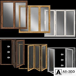Folding stained Glass Wooden Doors
