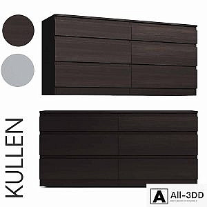 KULLEN. Chest of 6 drawers. White brown