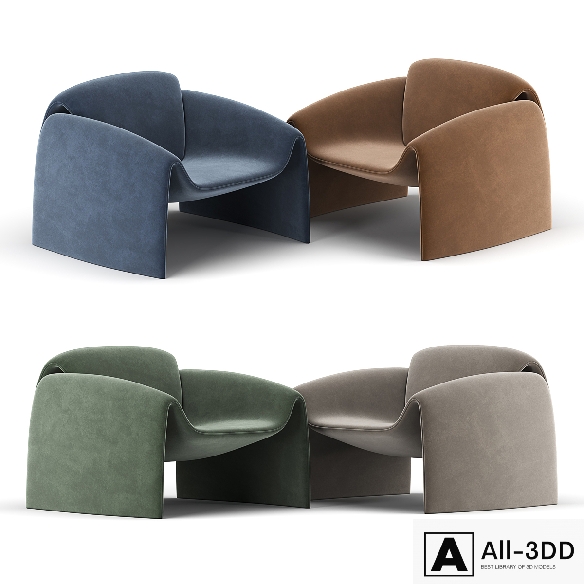 LE CLUB Armchair By Poliform modern interior 3D model LE CLUB Armchair By Poliform