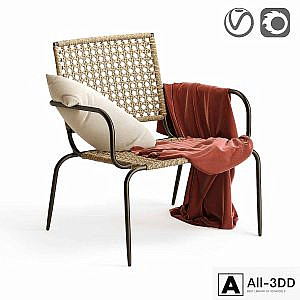 Garden armchair Ibiza in metal and braided rope