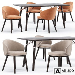Tria table CB4807-FR 160 and Tuka rounded chair - connubia calligaris