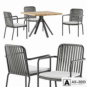 Outdoor garden wicker woven dining set Skyline design Trinity