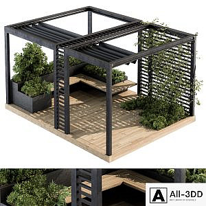 Roof Garden and Landscape Furniture with Pergola 05