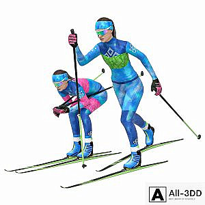 Female skier. Classic skiing