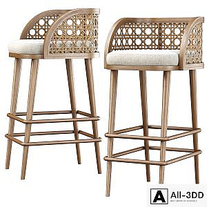 Rimma rattan bar stool DS67 / Wooden bar stool