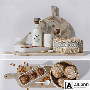 Set - Milk and homemade cakes