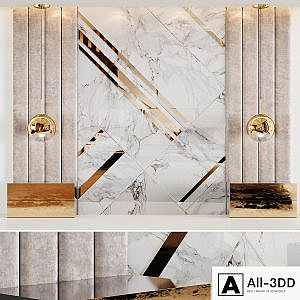 Headboard in white Rex Marble and soft beige panels