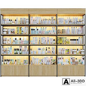 Showcase in a pharmacy with cosmetic care products 8