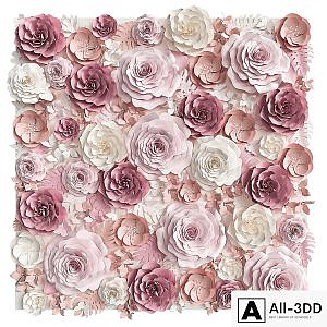 A wall of paper flowers. Photo background