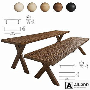 Bench Zanat Touch 160cm Wooden legs