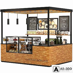 Coffee point in ethnic style with desserts, sweets and wooden elements in the decor