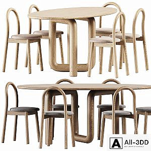 Oval Mono Table by Objects & Ideas and Bobby Upholstered Chair by DesignByThem