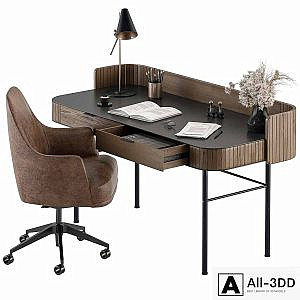 Home Office Wood and Black Table - Office Furniture 292