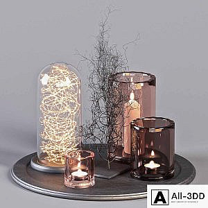 Decorative Set 16 - Candles and Metal Branches