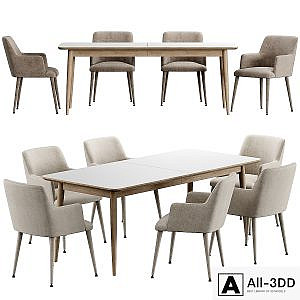 Kemo Konyshev Chair Tate Walnut Extendable Midcentury Dining Table