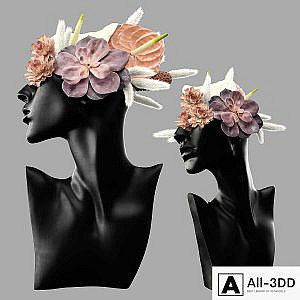 Mannequin Head Bust with a bouquet