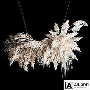 Hanging bouquet installation of white reeds dried flower from pampas grass, reed, Cortaderia. 260.