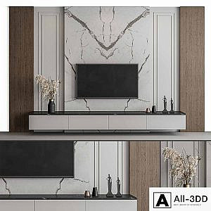 TV Wall Stone and Wood - Set 57
