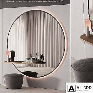 229 hallway zone 06 large round minimal round mirror 01