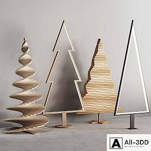 035 Modern christmas trees 01 wood and light