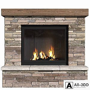 Provence style fireplace.Fireplace in Country style.Decorative stone wall