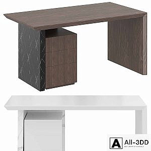 Modern white wooden desk for home office with filing cabinet