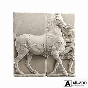 Horse and man wall classic relief
