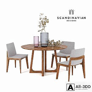 Scandinavian Designs Fuchsia Dining Chair & Cress Round Dining Table. Lyngby porcelain