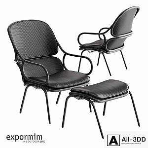Expormim Frames Armchair with footstool