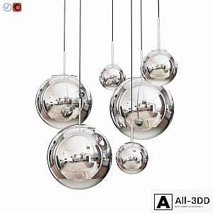 Mirror Ball Pendant Chrome Dinning Light Set