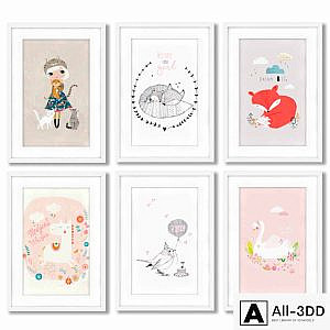 Posters for the design of a children's room for a girl.