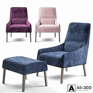 Ligne Roset Long Island armchair, footstool