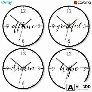 A set of wall clocks with motivational inscriptions.